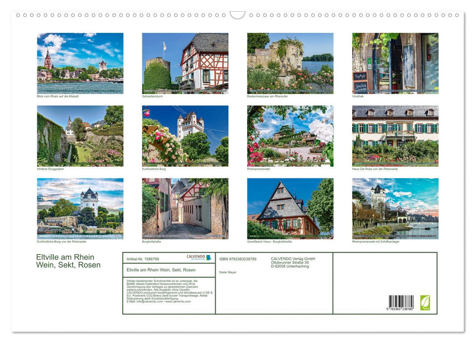 Eltville am Rhein - Wein, Sekt, Rosen (CALVENDO Wandkalender 2024)