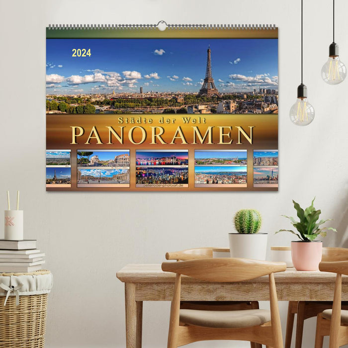 Villes du monde, panoramas (Calendrier mural CALVENDO 2024) 