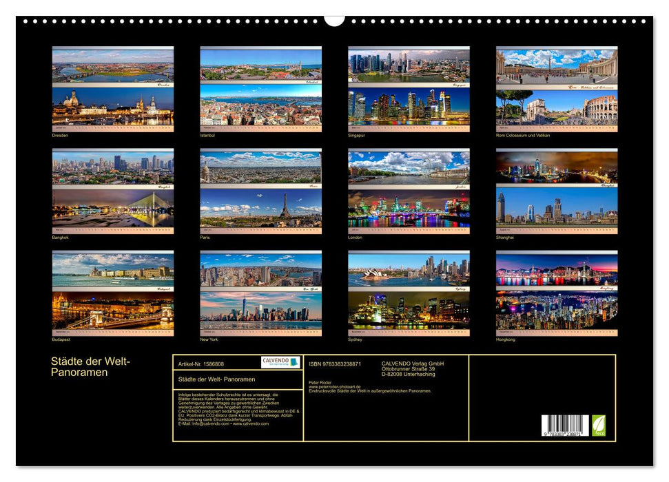 Villes du monde, panoramas (Calendrier mural CALVENDO 2024) 