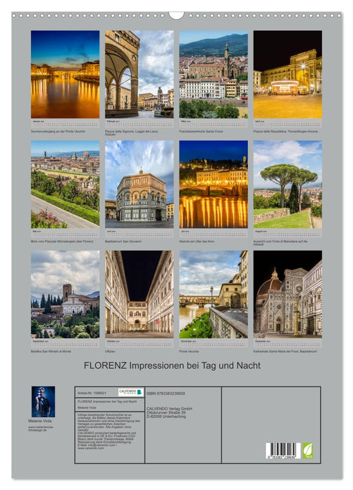 Impressions FLORENCE de jour comme de nuit (calendrier mural CALVENDO 2024) 