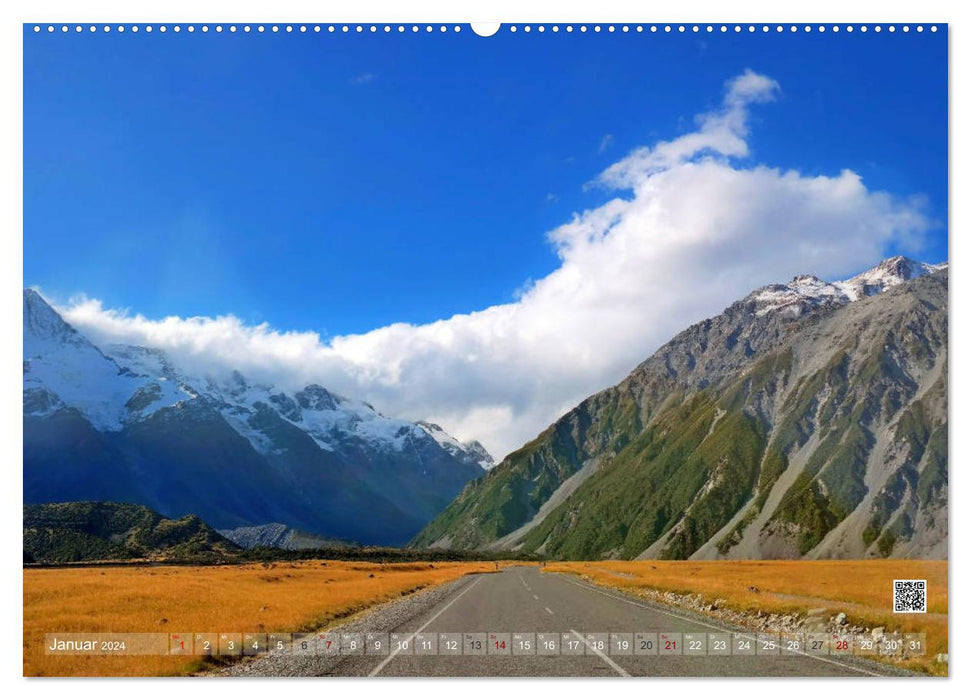 Nouvelle-Zélande En route sur les routes de rêve de l'île du Sud (Calendrier mural CALVENDO Premium 2024) 