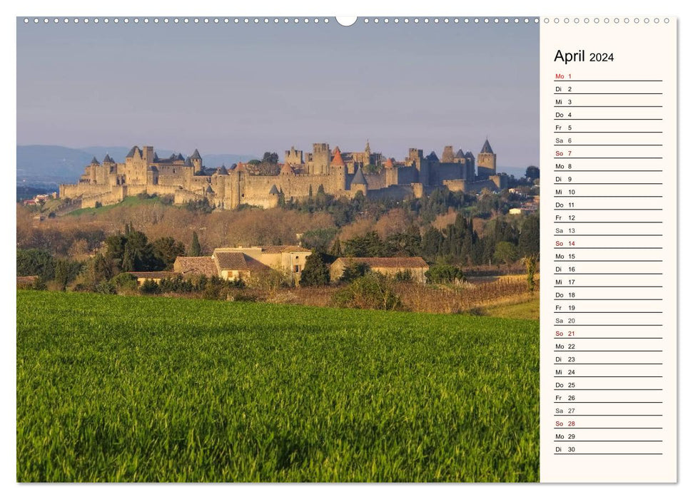 Cité de Carcassonne - Voyage dans le temps au Moyen Âge (Calendrier mural CALVENDO 2024) 