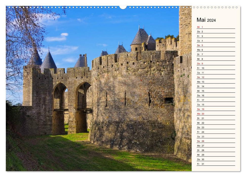 Cité de Carcassonne - Voyage dans le temps au Moyen Âge (Calendrier mural CALVENDO 2024) 