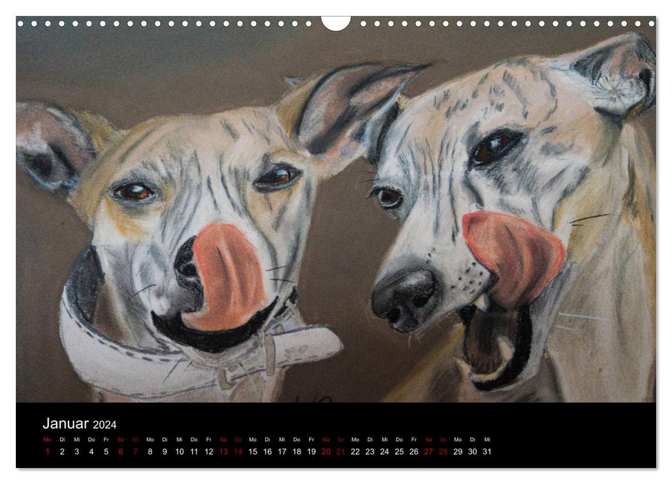 Whippets in Pastell (CALVENDO Wandkalender 2024)