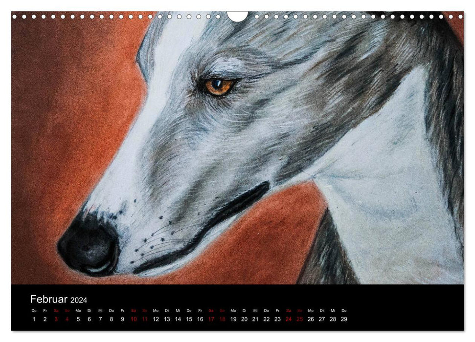 Whippets in Pastell (CALVENDO Wandkalender 2024)