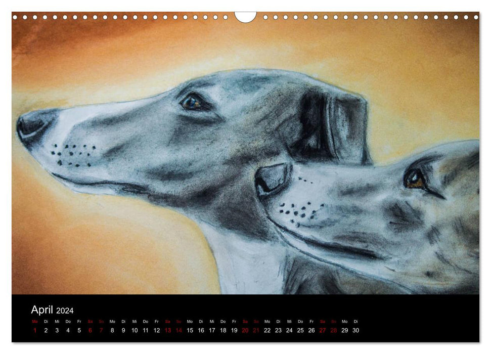 Whippets in Pastell (CALVENDO Wandkalender 2024)