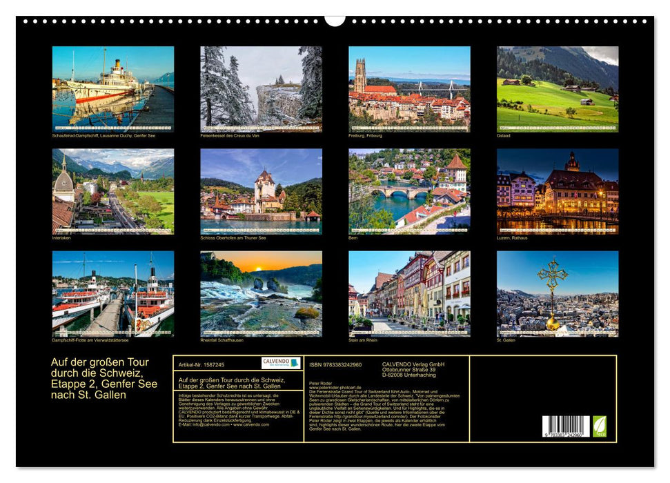 Auf der großen Tour durch die Schweiz, Etappe 2, Genfer See nach St. Gallen (CALVENDO Wandkalender 2024)