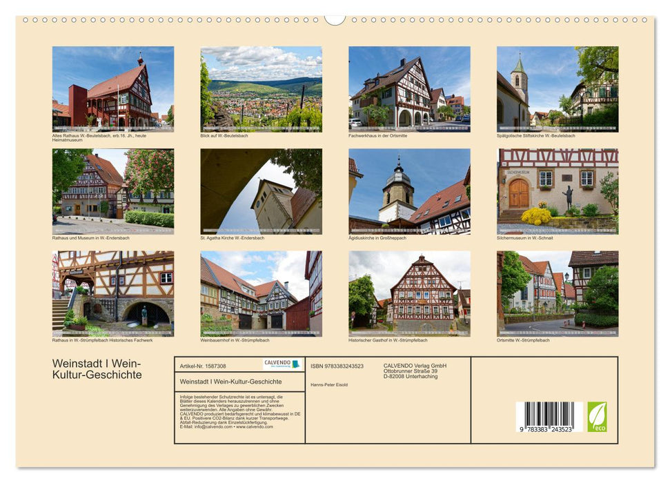 Weinstadt Wein-Kultur-Geschichte (CALVENDO Premium Wandkalender 2024)