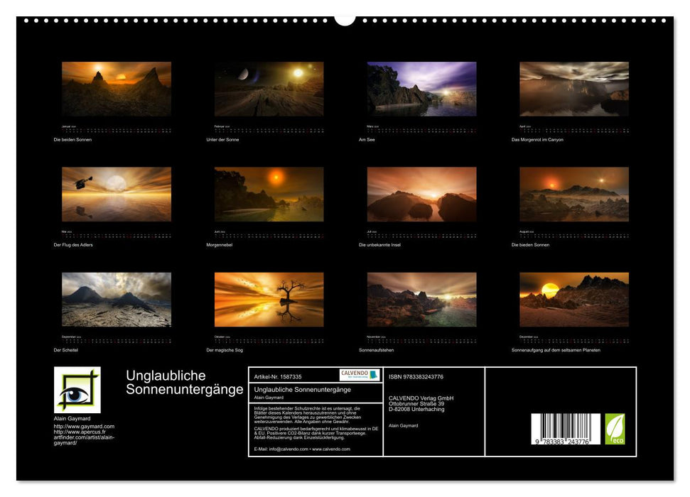 Unglaubliche Sonnenuntergänge (CALVENDO Premium Wandkalender 2024)