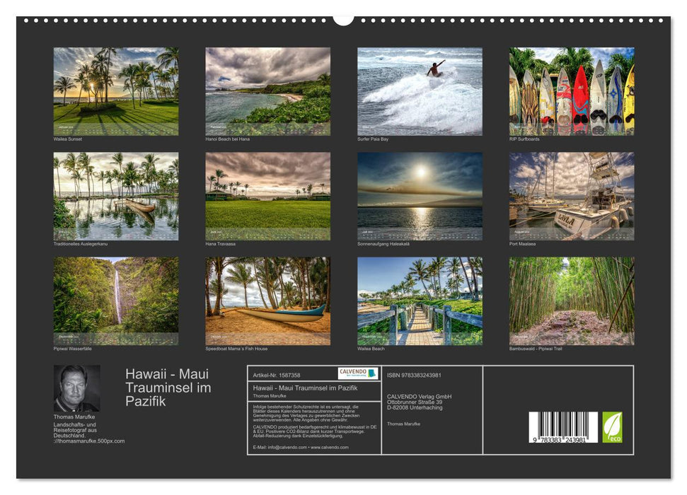Hawaii - Maui dream island in the Pacific (CALVENDO Premium Wall Calendar 2024) 