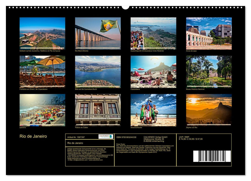 Rio de Janeiro, City of Sunshine (CALVENDO Premium Wall Calendar 2024) 