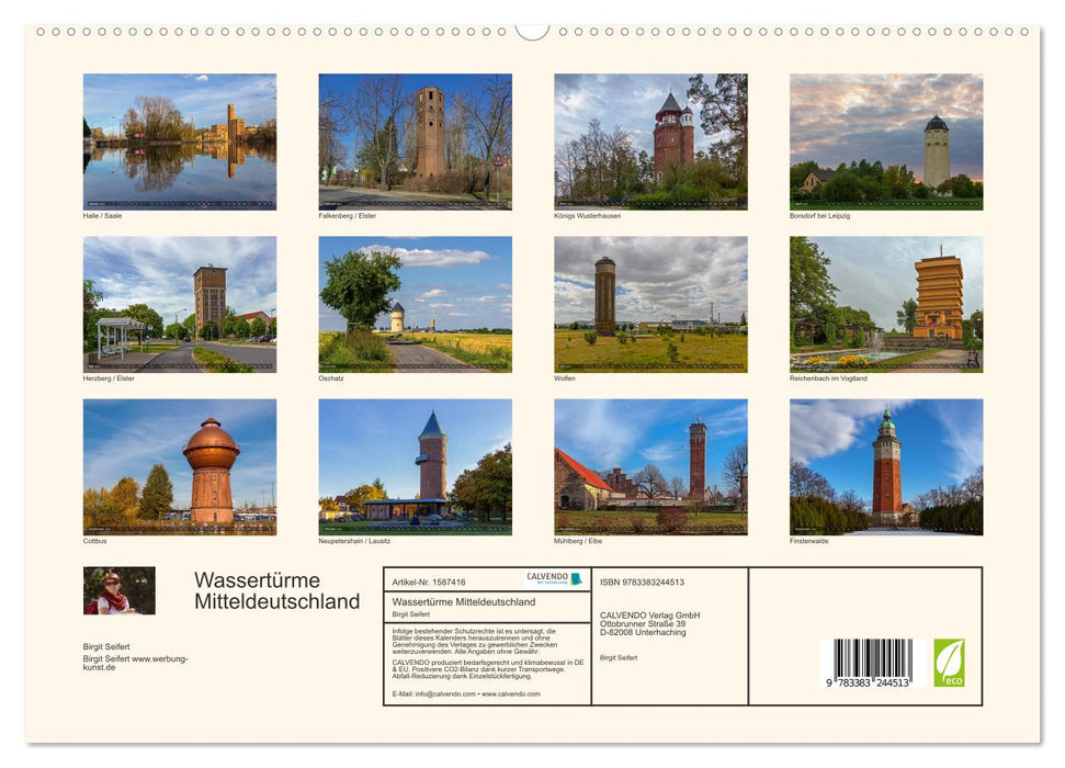Wassertürme Mitteldeutschland (CALVENDO Premium Wandkalender 2024)