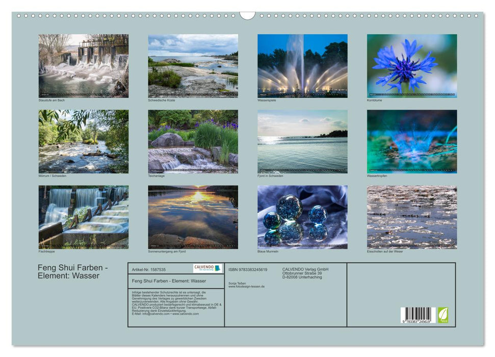 Feng Shui Farben - Element Wasser (CALVENDO Wandkalender 2024)