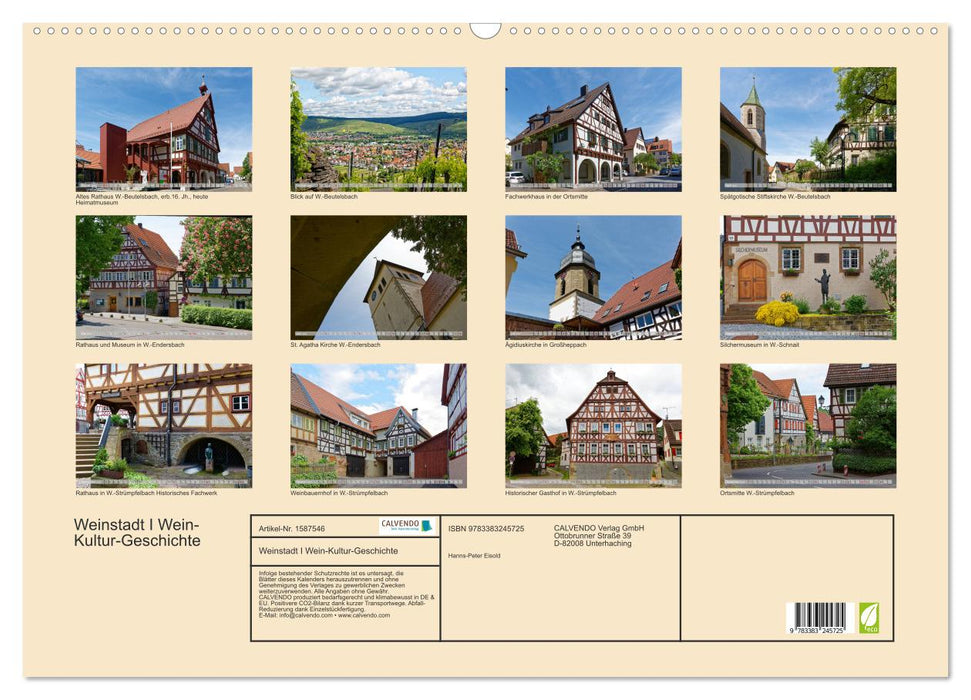 Weinstadt wine culture history (CALVENDO wall calendar 2024) 