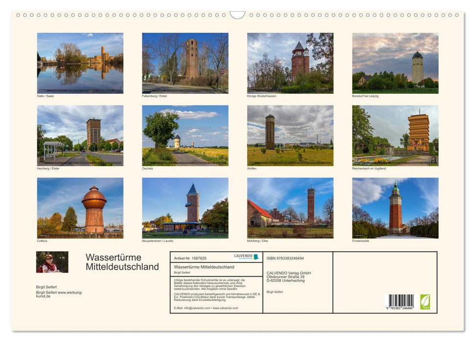 Water towers Central Germany (CALVENDO wall calendar 2024) 