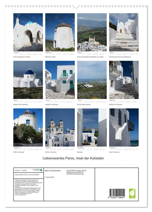 Liebenswertes Paros, Insel der Kykladen (CALVENDO Premium Wandkalender 2024)