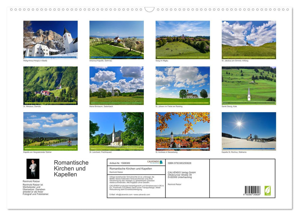 Romantische Kirchen und Kapellen (CALVENDO Wandkalender 2024)