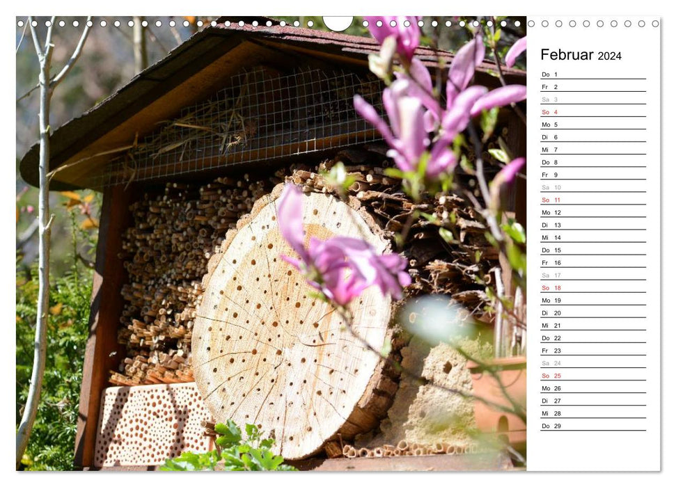 Abeilles sauvages et autres visiteurs à l'hôtel à insectes (calendrier mural CALVENDO 2024) 