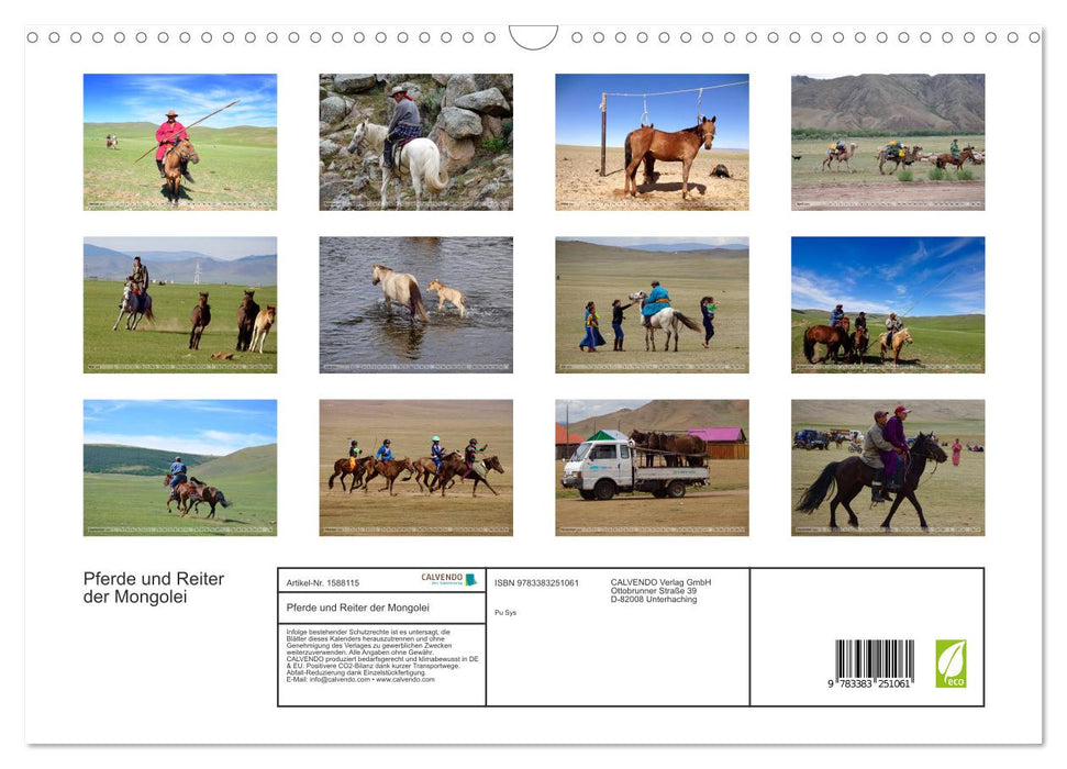 Pferde und Reiter der Mongolei (CALVENDO Wandkalender 2024)
