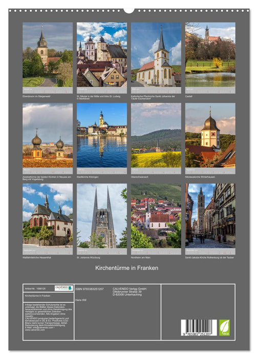 Church towers in Franconia (CALVENDO Premium Wall Calendar 2024) 