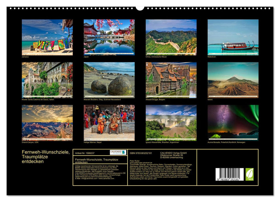 Wanderlust dream destinations, discover dream places (CALVENDO Premium Wall Calendar 2024) 