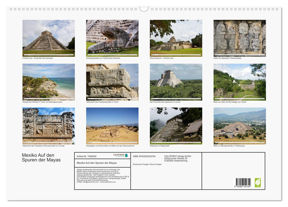 Mexique. Sur les traces des Mayas (Calendrier mural CALVENDO 2024) 