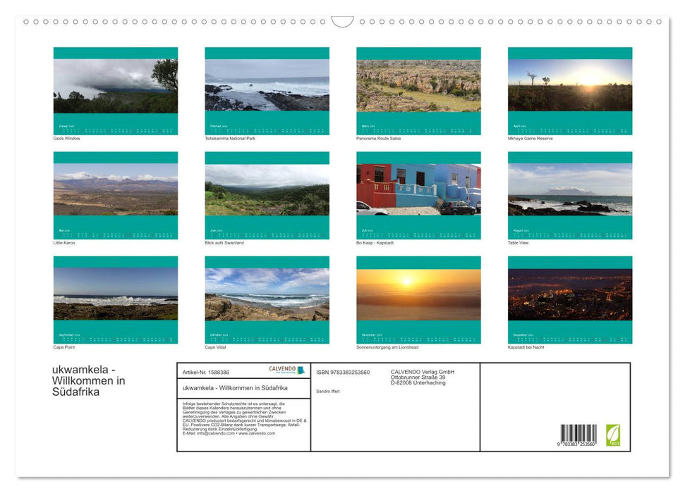 ukwamkela - Welcome to South Africa (CALVENDO wall calendar 2024) 