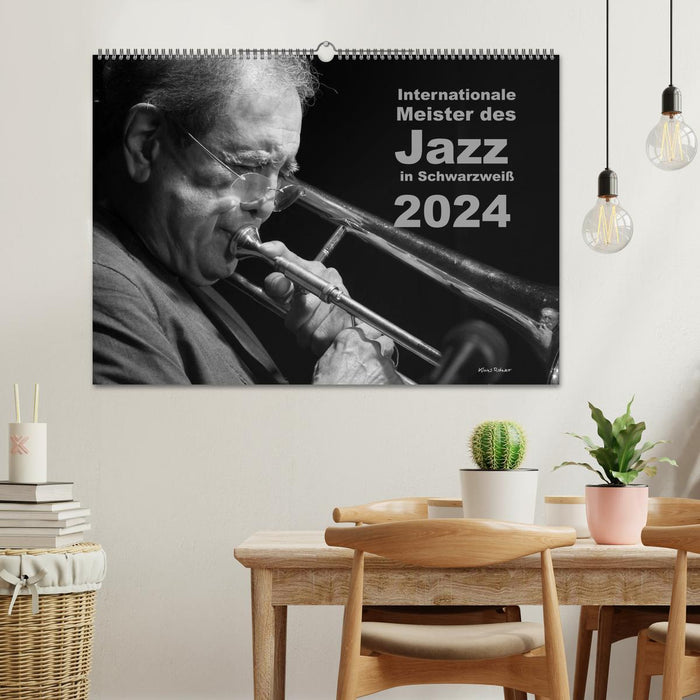 Internationale Meister des Jazz in Schwarzweiß (CALVENDO Wandkalender 2024)