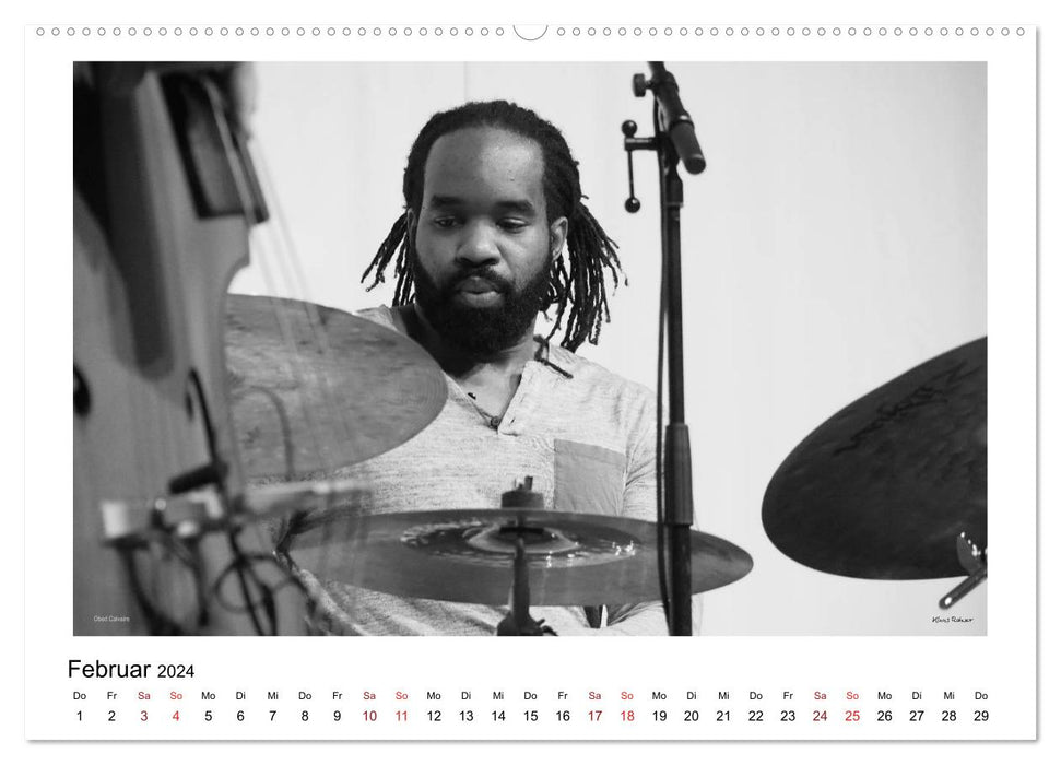 Internationale Meister des Jazz in Schwarzweiß (CALVENDO Wandkalender 2024)