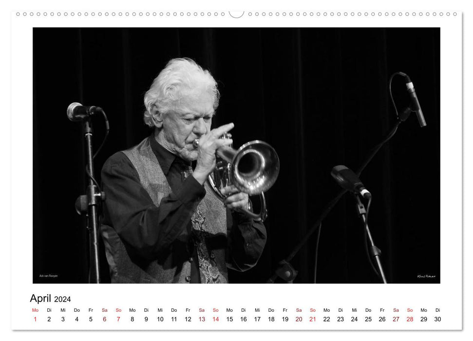 Internationale Meister des Jazz in Schwarzweiß (CALVENDO Wandkalender 2024)