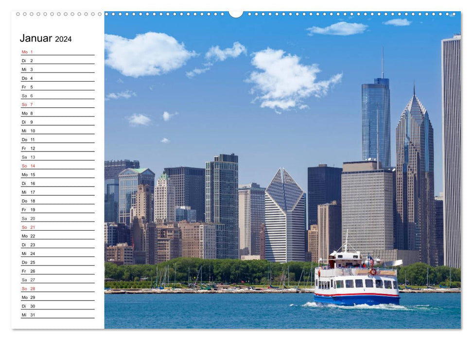 CHICAGO Stadtzentrum (CALVENDO Premium Wandkalender 2024)