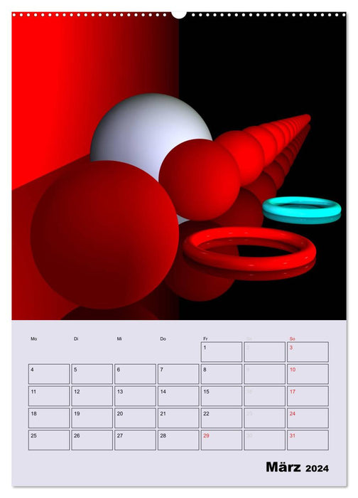 3D - 3 Farben (CALVENDO Premium Wandkalender 2024)