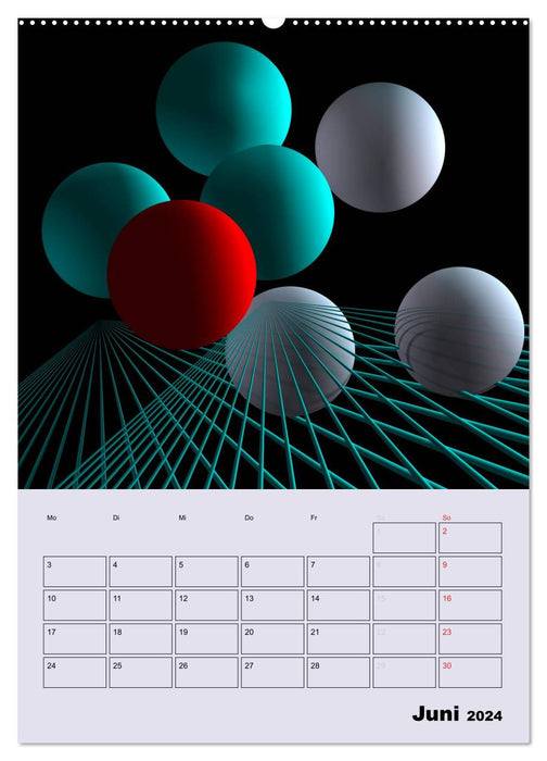 3D - 3 Farben (CALVENDO Premium Wandkalender 2024)