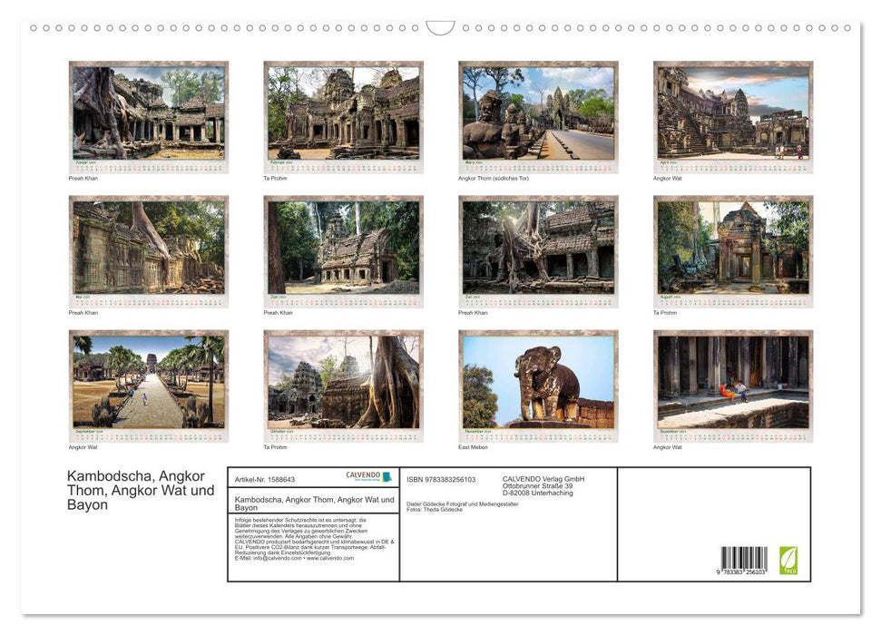 Kambodscha, Angkor Thom, Angkor Wat und Bayon (CALVENDO Wandkalender 2024)