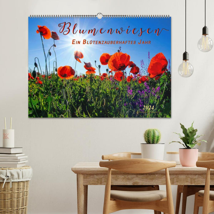 Prairies fleuries – une année magique avec des fleurs (calendrier mural CALVENDO 2024) 