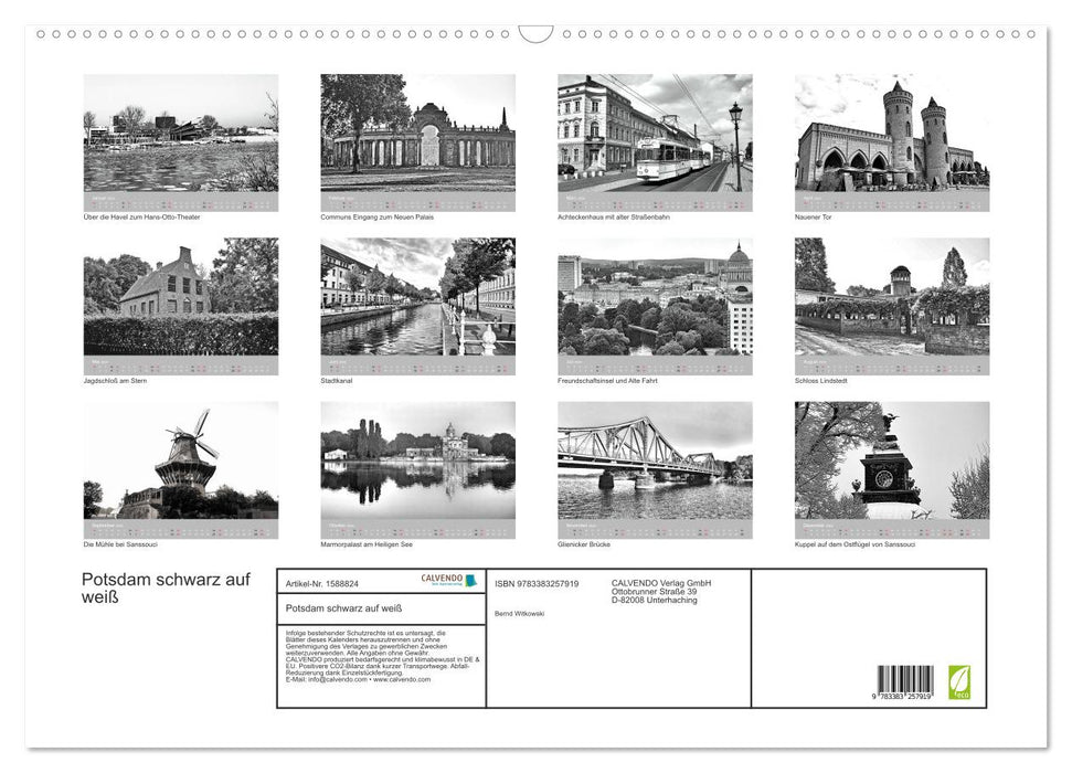 Potsdam black on white (CALVENDO wall calendar 2024) 