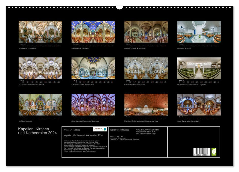 Chapels, churches and cathedrals 2024 (CALVENDO wall calendar 2024) 