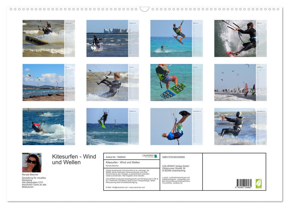 Kitesurfing - wind and waves (CALVENDO wall calendar 2024) 