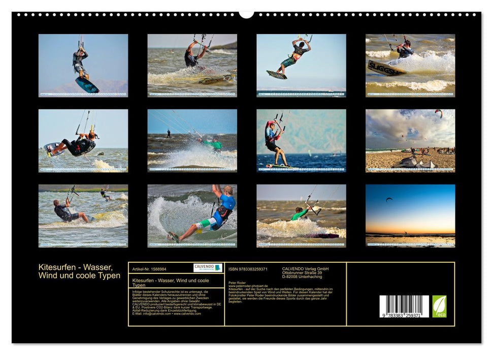 Kitesurfen - Wasser, Wind und coole Typen (CALVENDO Premium Wandkalender 2024)