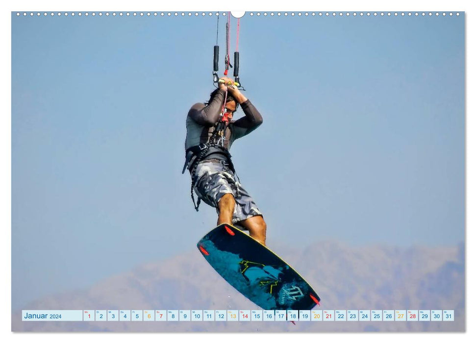 Kitesurfing - water, wind and cool guys (CALVENDO Premium Wall Calendar 2024) 