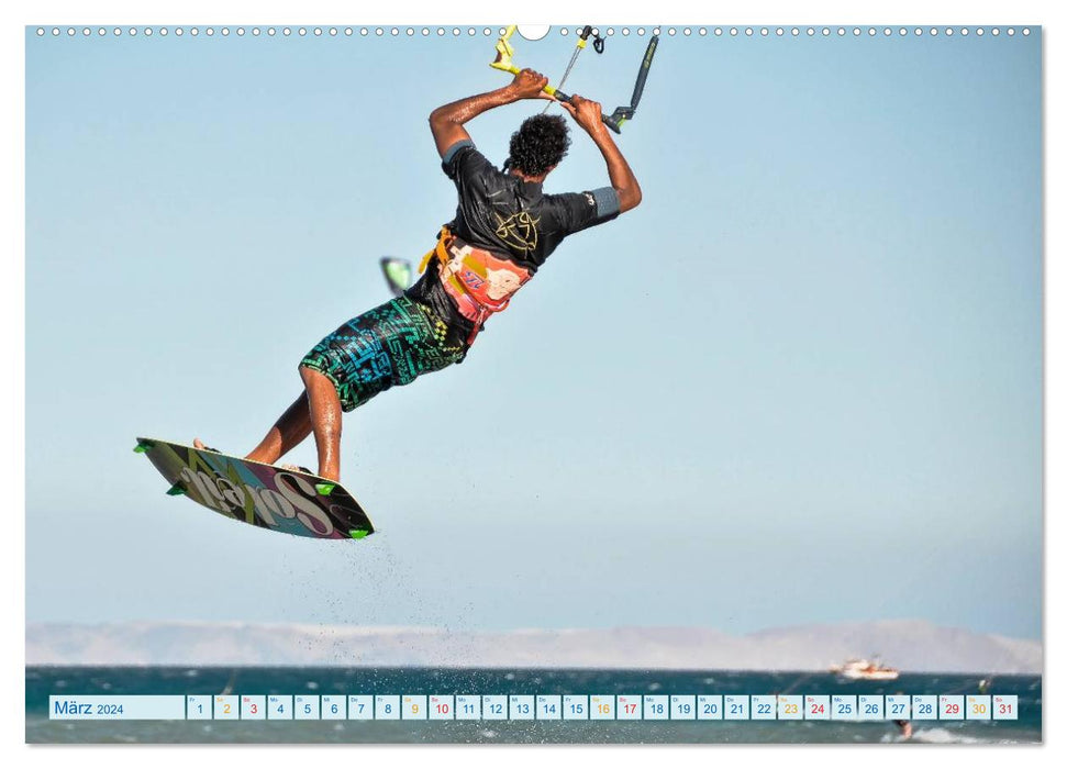 Kitesurfen - Wasser, Wind und coole Typen (CALVENDO Premium Wandkalender 2024)