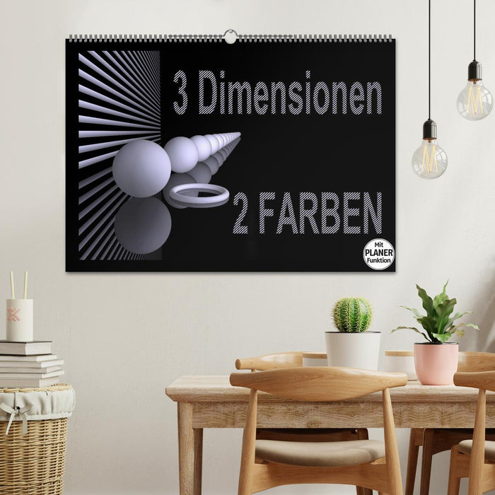 3 dimensions - 2 couleurs (Calendrier mural CALVENDO 2024) 