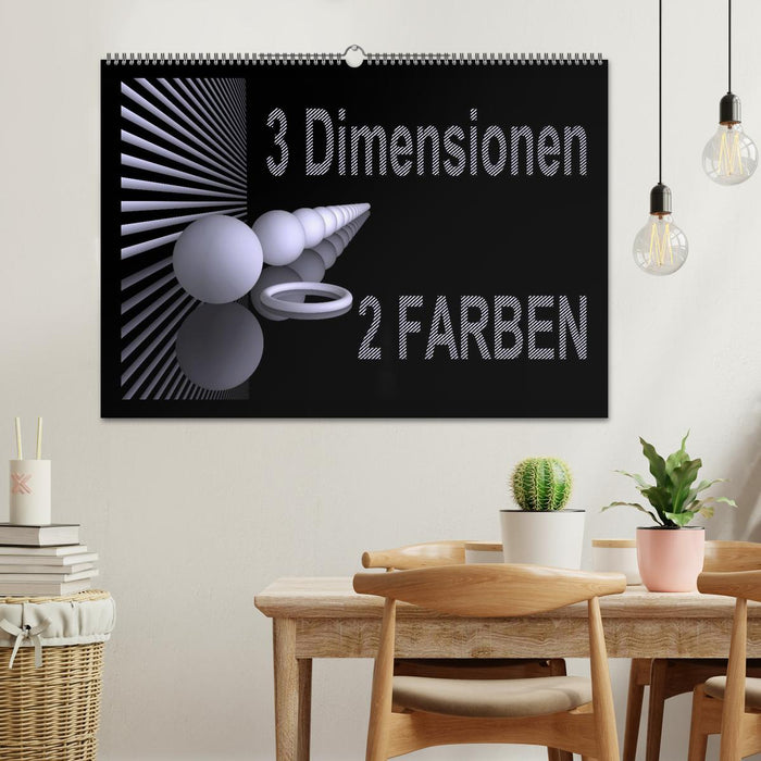 3 Dimensionen - 2 Farben (CALVENDO Wandkalender 2024)