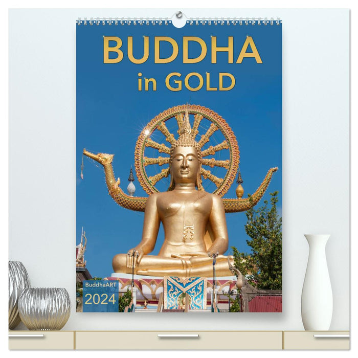 BUDDHA in GOLD (CALVENDO Premium Wandkalender 2024)