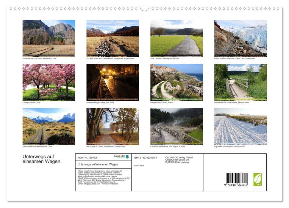 Sur la route sur des chemins solitaires (Calendrier mural CALVENDO Premium 2024) 