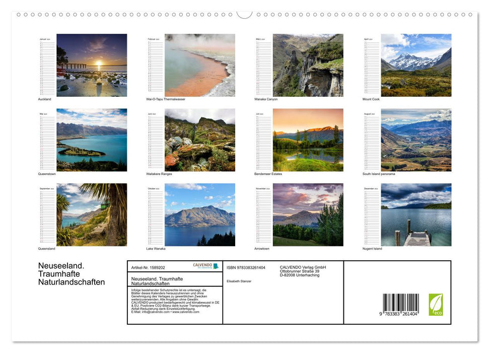 New Zealand. Fantastic natural landscapes (CALVENDO Premium Wall Calendar 2024) 