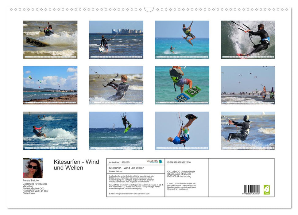 Kitesurfen - Wind und Wellen (CALVENDO Wandkalender 2024)