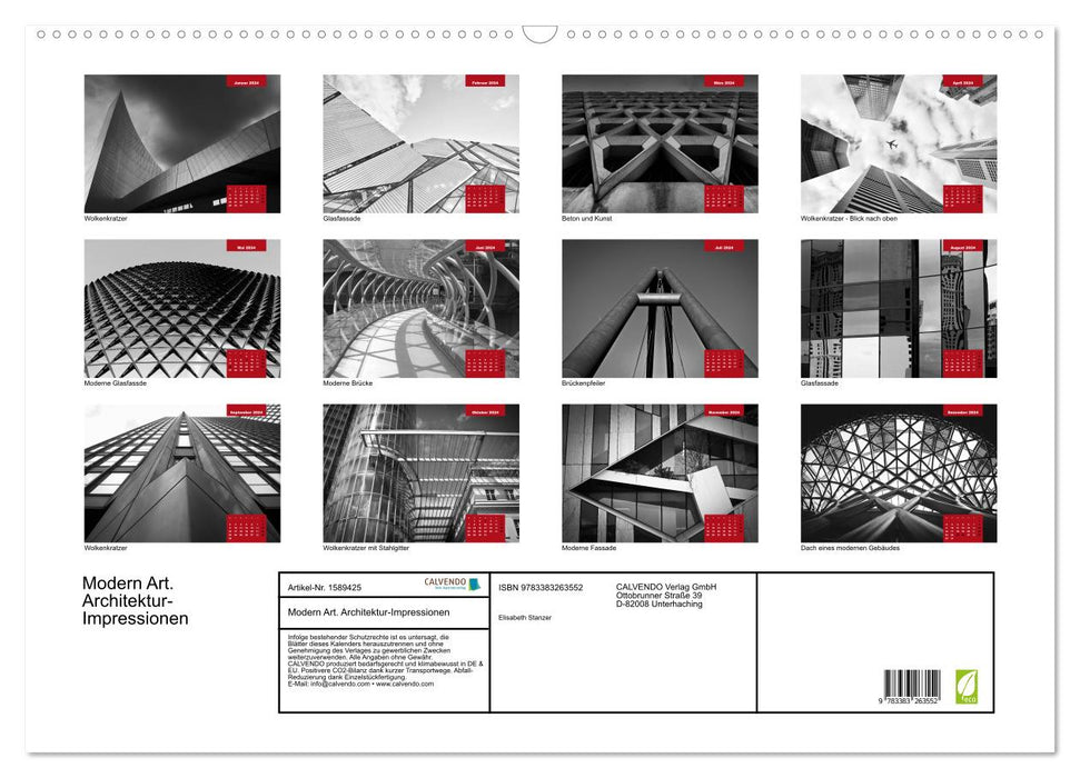 Modern Art. Architektur-Impressionen (CALVENDO Wandkalender 2024)