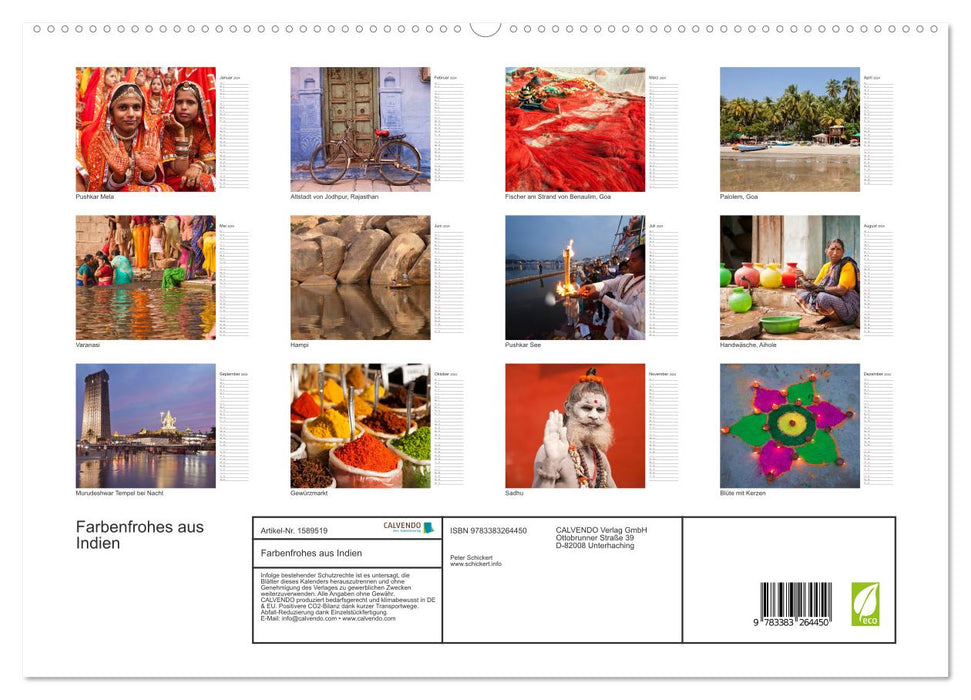 Farbenfrohes aus Indien (CALVENDO Premium Wandkalender 2024)