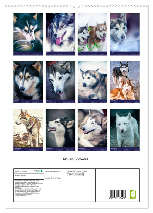 Huskies - Artwork (CALVENDO Premium Wandkalender 2024)